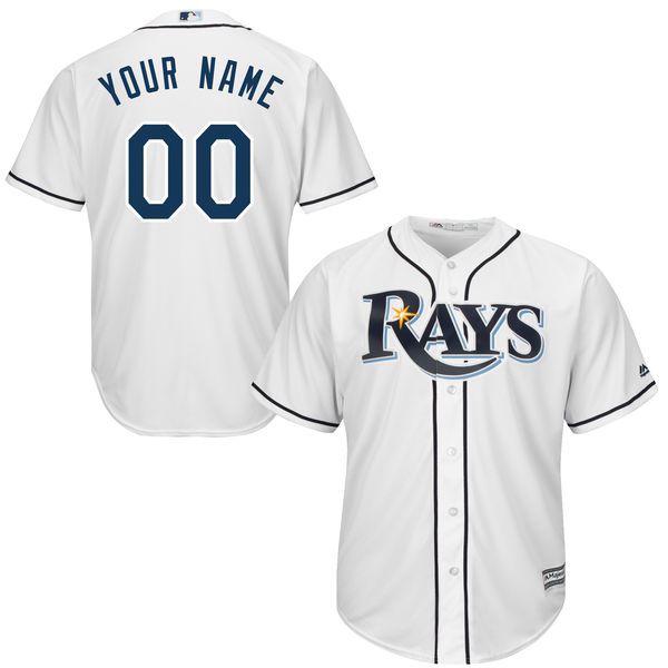 Youth Tampa Bay Rays Majestic White Custom Cool Base MLB Jersey->customized mlb jersey->Custom Jersey